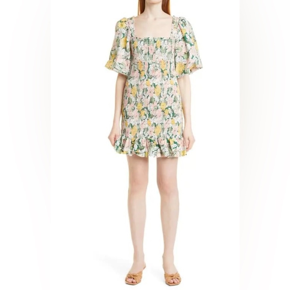 NWT byTiMo Festive Cotton Smocked Minidress Dandelion Floral Size Medium